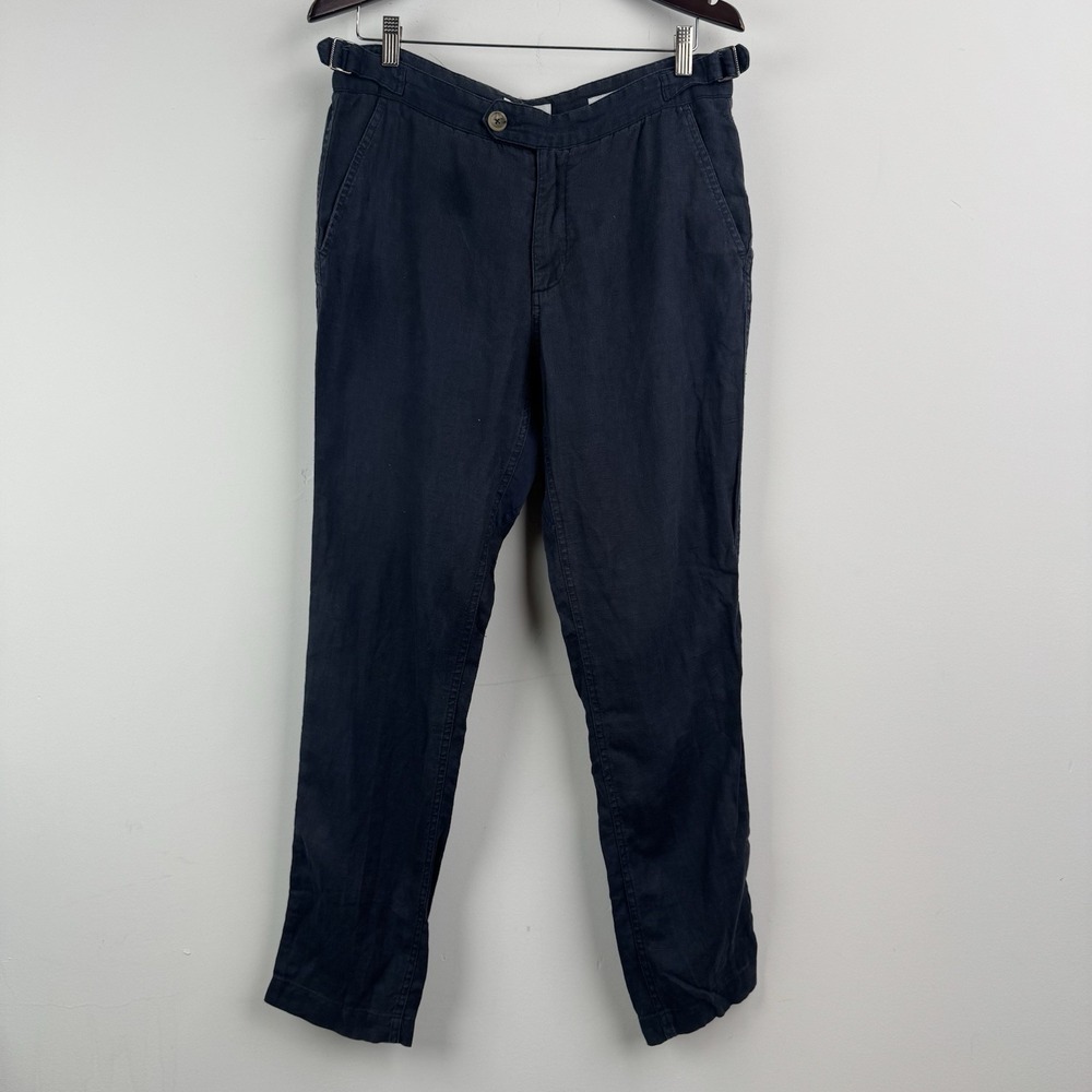 Venroy Linen Pants Mens 32x29 Navy Side Tab Adjusters Vacation Resort Travel